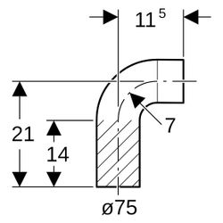 Geberit PE Bogen mit langem Schenkel 88,5 Grad, Außendurchmesser 75mm, 365051161... GEBERIT-365051161 4025416152798 (Abb. 1)