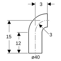 Geberit PE Bogen mit langem Schenkel 90 Grad, Außendurchmesser 40mm, 360055161... GEBERIT-360055161 4025416021575 (Abb. 1)