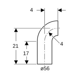 Geberit PE Bogen mit langem Schenkel 90 Grad, Außendurchmesser 56mm... GEBERIT-363055161 4025416024323 (Abb. 1)