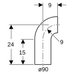 Geberit PE Bogen mit langem Schenkel 90 Grad, Außendurchmesser 90mm, 366055161... GEBERIT-366055161 4025416028901 (Abb. 1)