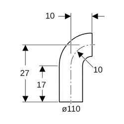 Geberit PE Bogen mit langem Schenkel 90 Grad, Außendurchmesser 110mm... GEBERIT-367055161 4025416030591 (Abb. 1)
