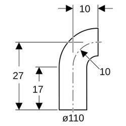 Geberit PE Bogen mit langem Schenkel 90 Grad, Außendurchmesser 110mm, 367055161... GEBERIT-367055161 4025416030591 (Abb. 1)