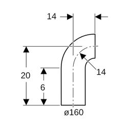 Geberit PE Bogen mit langem Schenkel 90 Grad, Außendurchmesser 160mm... GEBERIT-369055161 4025416034407 (Abb. 1)