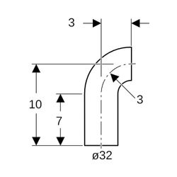 Geberit PE Bogen mit langem Schenkel 90 Grad, Außendurchmesser 32mm... GEBERIT-379055161 4025416037057 (Abb. 1)