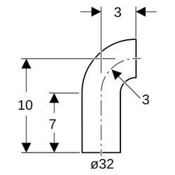 Geberit PE Bogen mit langem Schenkel 90 Grad, Außendurchmesser 32mm, 379055161... GEBERIT-379055161 4025416037057 (Abb. 1)