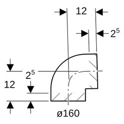 Geberit Bogen 88,5 Grad, DN 150, 160mm, PE-HD, Schwarz, 369088161... GEBERIT-369088161 4025416034414 (Abb. 1)