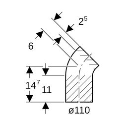 Geberit PE Bogen mit langem Schenkel 45 Grad, Außendurchmesser 110mm... GEBERIT-367046161 4025416030553 (Abb. 1)