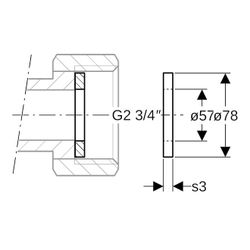 Geberit Mapress Flachdichtung AD 78mm, ID 57mm, Stärke 3mm, G 2 3/4", EPDM, Schwarz... GEBERIT-90079 4064746057472 (Abb. 1)