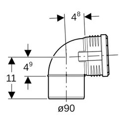 Geberit Silent-PP Bogen 87,5 Grad, Außendurchmesser 90mm... GEBERIT-390424141 4025416937036 (Abb. 1)
