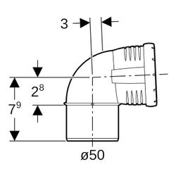 Geberit Silent-Pro Bogen 87,5 Grad, Außendurchmesser 50mm... GEBERIT-393224141 4025416446248 (Abb. 1)