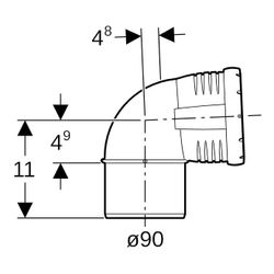 Geberit Silent-Pro Bogen 87,5 Grad, Außendurchmesser 90mm... GEBERIT-393424141 4025416446293 (Abb. 1)