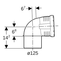 Geberit Silent-Pro Bogen 87,5 Grad, Außendurchmesser 125mm... GEBERIT-393624141 4025416452232 (Abb. 1)