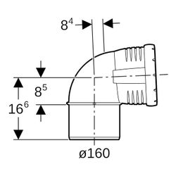 Geberit Silent-Pro Bogen 87,5 Grad, Außendurchmesser 160mm... GEBERIT-393724141 4025416446514 (Abb. 1)