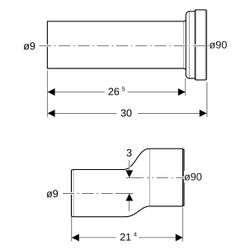 Geberit Anschlussset für Stand-WC TurboFlush, Abgang horizontal, 90mm, Kunststoff, 1... GEBERIT-152062001 4064746039270 (Abb. 1)