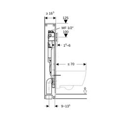 Geberit GIS Element für Wand-WC, 125cm, mit Sigma UP-Spülkasten 12cm, mit HS50 Hygie... GEBERIT-461212002 4064746032943 (Abb. 1)