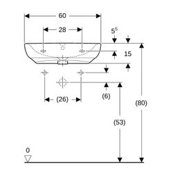Geberit Renova Comfort Waschtisch barrierefrei, Breite 60cm, Tiefe 55cm, Hahnloch mi... GEBERIT-501988001 4025410605153 (Abb. 1)