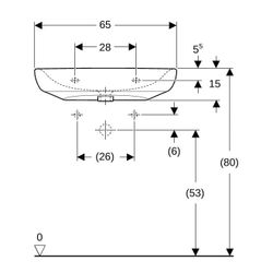 Geberit Renova Comfort Waschtisch barrierefrei, Breite 65cm, Tiefe 55cm, Hahnloch mi... GEBERIT-258567000 4022009344028 (Abb. 1)