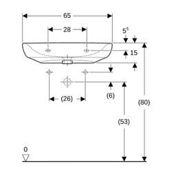 Geberit Renova Comfort Waschtisch barrierefrei, Breite 65cm, Tiefe 55cm, ohne Hahnlo... GEBERIT-500914001 4025410721990 (Abb. 1)