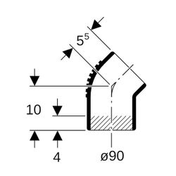 Geberit Silent db20 Bogen 45 Grad, Außendurchmesser 90mm... GEBERIT-308450141 4025416084662 (Abb. 1)