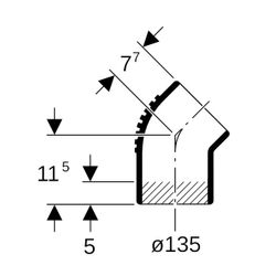 Geberit Silent db20 Bogen 45 Grad, Außendurchmesser 135mm... GEBERIT-312450141 4025416162599 (Abb. 1)