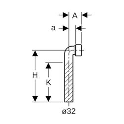 Geberit Bogen 90 Grad mit Quetschverschraubung d 32mm, Alpinweiß... GEBERIT-243436111 4025416839644 (Abb. 1)