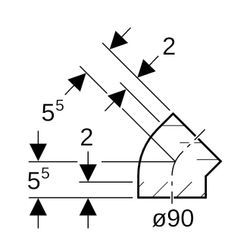 Geberit PE Bogen 45 Grad, Außendurchmesser 90mm... GEBERIT-366045161 4025416028864 (Abb. 1)