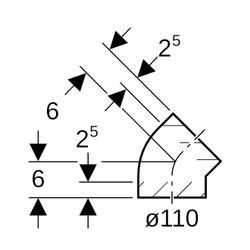Geberit PE Bogen 45 Grad, Außendurchmesser 110mm... GEBERIT-367045161 4025416030539 (Abb. 1)