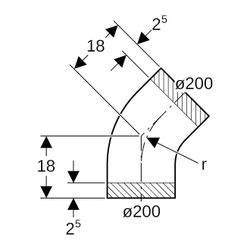 Geberit PE Bogen 45 Grad, Außendurchmesser 200mm... GEBERIT-370045161 4025416035473 (Abb. 1)
