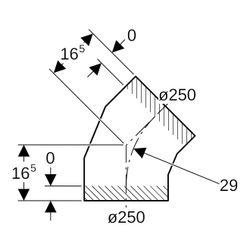 Geberit PE Segmentbogen 45 Grad, Außendurchmesser 250mm... GEBERIT-371045161 4025416036029 (Abb. 1)