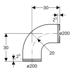 Geberit PE Segmentbogen 90 Grad, Außendurchmesser 200mm... GEBERIT-370055161 4025416035480 (Abb. 1)