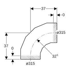 Geberit PE Segmentbogen 90 Grad, Außendurchmesser 315mm... GEBERIT-372055161 4025416036494 (Abb. 1)