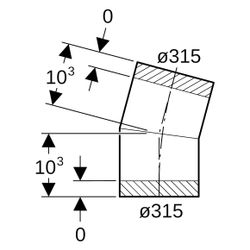 Geberit Segmentbogen 15 Grad, DN 300, 315mm, PE-HD, Schwarz, 372015161... GEBERIT-372015161 4025416036456 (Abb. 1)