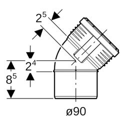 Geberit Silent-PP Bogen 45 Grad, Außendurchmesser 90mm... GEBERIT-390422141 4025416937012 (Abb. 1)