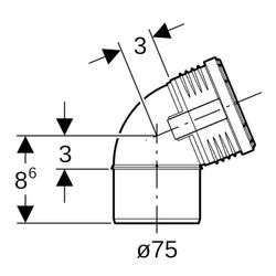 Geberit Silent-PP Bogen 67,5 Grad, Außendurchmesser 75mm... GEBERIT-390323141 4025416936732 (Abb. 1)