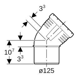 Geberit Silent-Pro Bogen 45 Grad, Außendurchmesser 125mm... GEBERIT-393622141 4025416451990 (Abb. 1)