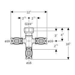 Geberit Verteilerspinne mit FlowFit Pressanschlüssen, 16 x 3/4", 3-fach... GEBERIT-653434001 4064746056697 (Abb. 1)