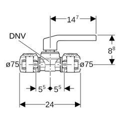 Geberit FlowFit Kugelhahn mit Betätigungshebel CuZn21Si3P, D 75mm, 619857001... GEBERIT-619857001 4064746058394 (Abb. 1)