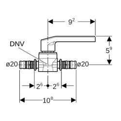 Geberit Mepla Kugelhahn mit Betätigungshebel, D 20mm, PN 10bar, Rotguss/Siliziumbron... GEBERIT-602020003 4064746065705 (Abb. 1)
