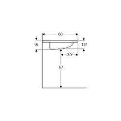 Geberit Vitalis Waschtisch barrierefrei, Breite 65cm, Tiefe 60cm, Hahnloch mittig, Ü... GEBERIT-121766000 4022009204049 (Abb. 1)