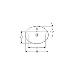 Geberit VariForm Aufsatzwaschtisch, oval, Hahnlochbank, B 60cm T 45cm Hahnloch mitti... GEBERIT-500772002 4025416303022 (Abb. 1)