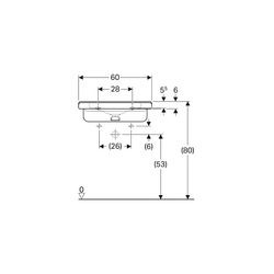 Geberit Renova Comfort Square Waschtisch barrierefrei, Breite 60cm, Tiefe 55cm, Hahn... GEBERIT-128662000 4022009317701 (Abb. 1)