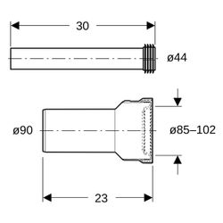 Geberit Anschlussset Bambini, 90mm, 85-102mm, PP, Weiß, 152408001... GEBERIT-152408001 4064746047589 (Abb. 1)