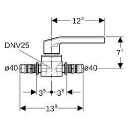 Geberit Mepla Kugelhahn mit Betätigungshebel, D 40mm, PN 10bar, Rotguss/Siliziumbron... GEBERIT-605020003 4064746071270 (Abb. 1)