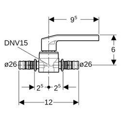 Geberit Mepla Kugelhahn mit Betätigungshebel, D 26mm, PN 10bar, Rotguss/Siliziumbron... GEBERIT-603020003 4064746071232 (Abb. 1)