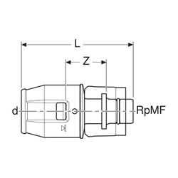 Geberit PushFit Übergang mit MasterFix, d 14mm, RpMF 1/2″, Rotguss bleifrei... GEBERIT-649501001 4025410749802 (Abb. 1)