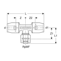 Geberit PushFit Übergangs-T-Stück mit MasterFix, Durchgang Außendurchmesser 16mm... GEBERIT-650504001 4025416280767 (Abb. 1)