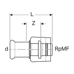 Geberit Mapress Übergang mit MasterFix, d 15mm, RpMF 1/2″, Rotguss bleifrei... GEBERIT-61110 4025410547835 (Abb. 1)