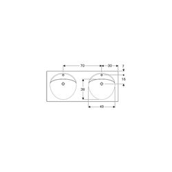 Geberit Preciosa Doppelwaschtisch, Breite 130cm, Tiefe 55cm, Hahnloch mittig, Überla... GEBERIT-133200600 4022009208320 (Abb. 1)