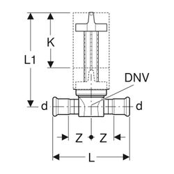 Geberit Mapress Unterputz-Kugelhahn, Außendurchmesser 22mm, 10 bar... GEBERIT-94914 4025410541789 (Abb. 1)