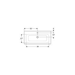 Geberit Renova Plan Möbelwaschtisch, Breite 100cm, Tiefe 48cm, Hahnloch mittig, Über... GEBERIT-122200600 4022009368956 (Abb. 1)